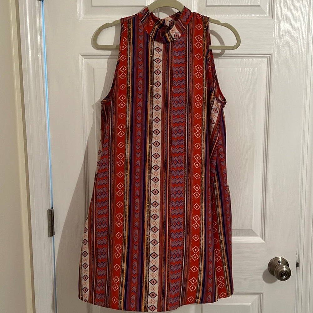Orange & Red Multipatterned MIDI dress - M - Pplaclothinng